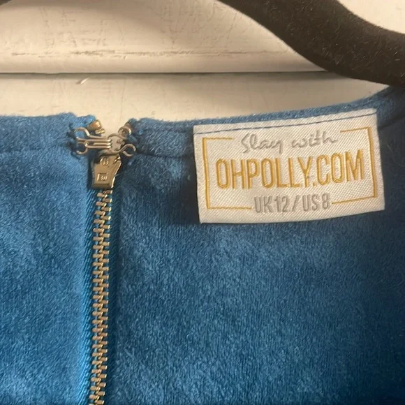 Oh Polly Tied and gone to Heaven Faux Suede Lace up Dress in Petrol Blue Size 8 - Picture 8 of 8